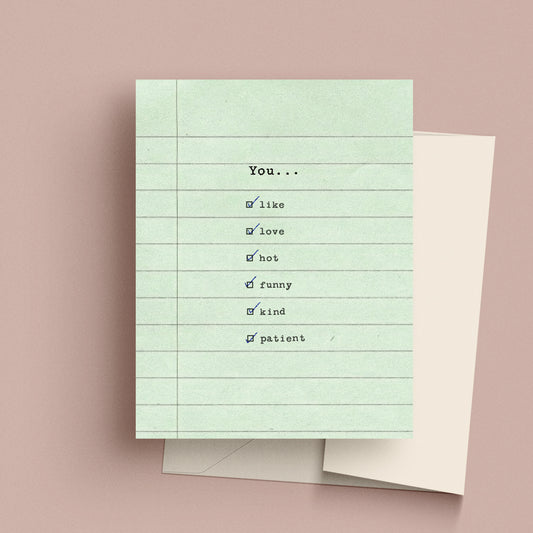 You List Paper Card