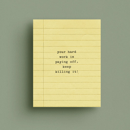 Hard Work Paper Card