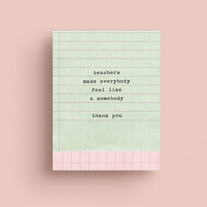 Teachers Paper Card
