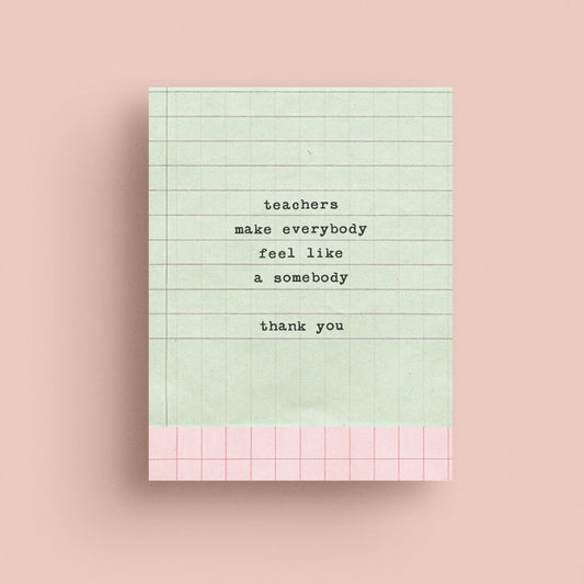 Teachers Paper Card